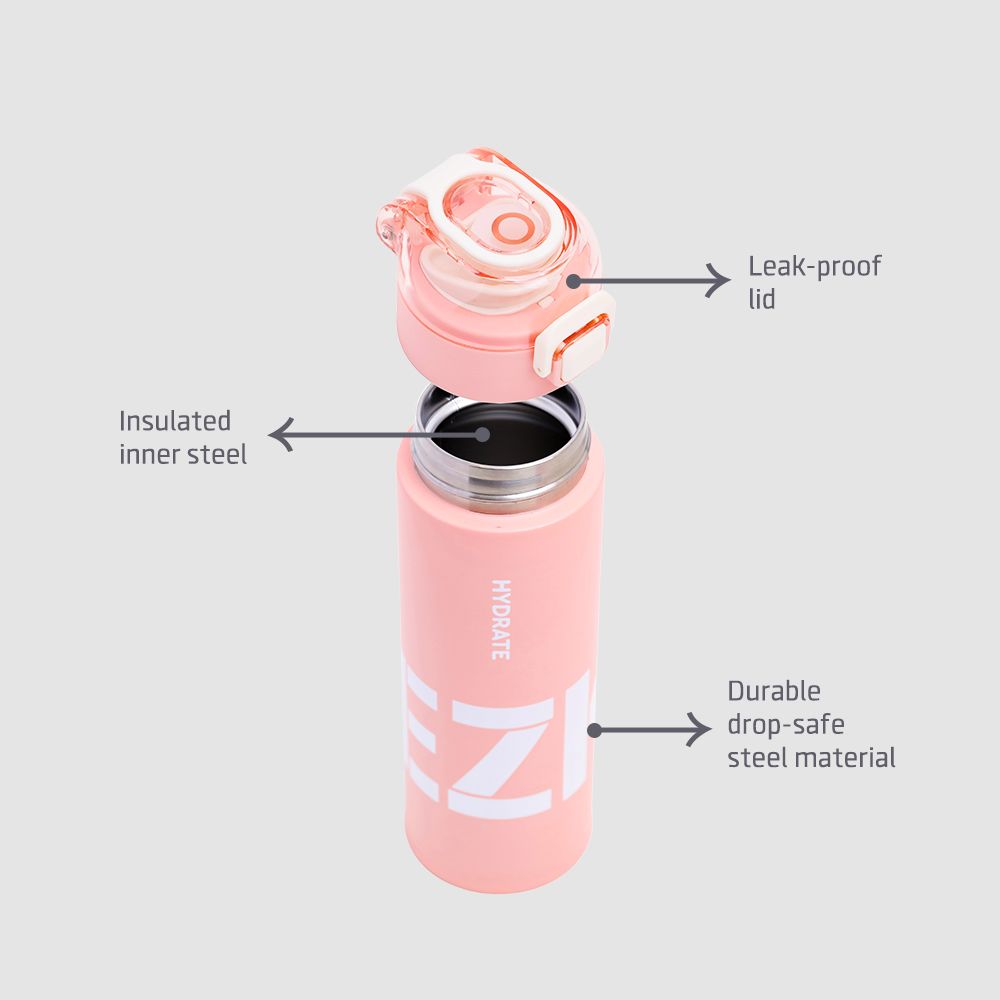 Eazy Kids - Insulated Travel Water Bottle - 550ml - Pink