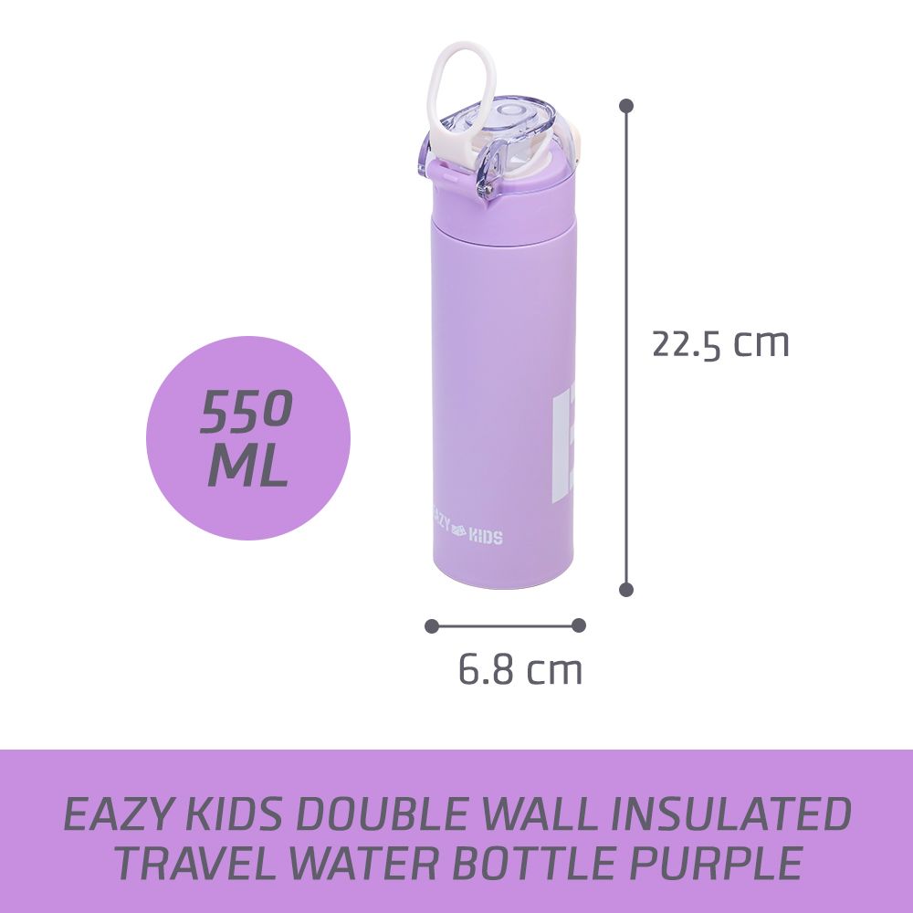 Eazy Kids - Stainless Steel Insulated Travel Water Bottle - 
 550ml - Purple