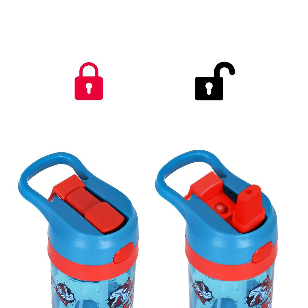 Eazy Kids - Tritan Water Bottle With Spray - 420ml - Dino - Blue