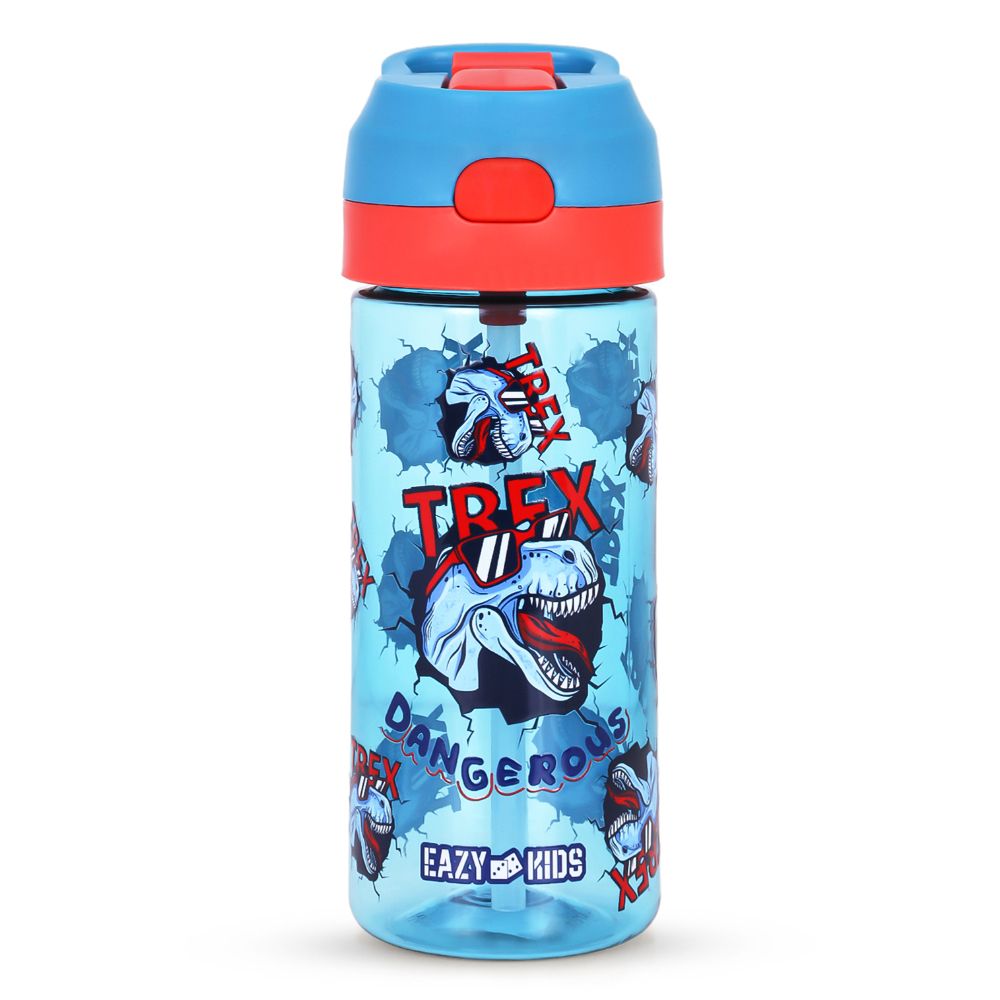 Eazy Kids - Tritan Water Bottle With Spray - 420ml - Dino - Blue