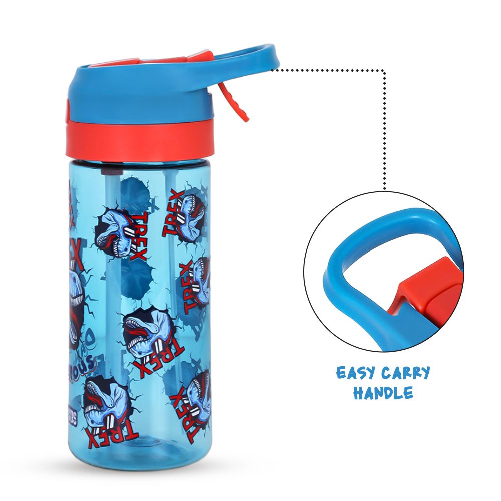 Eazy Kids - Tritan Water Bottle With Spray - 420ml - Dino - Blue