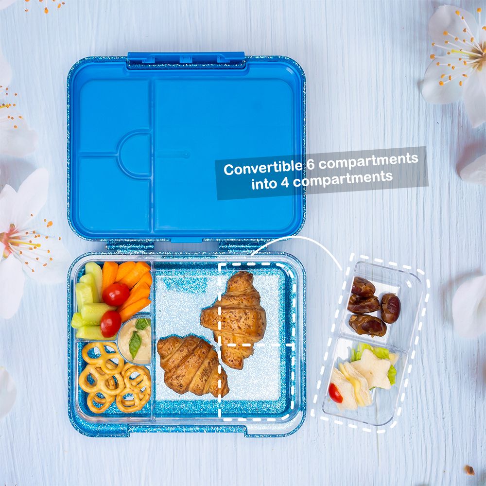 Hydrobrew - Convertible Bento Lunch Box 4 - 6 Compartments - Glitter Blue