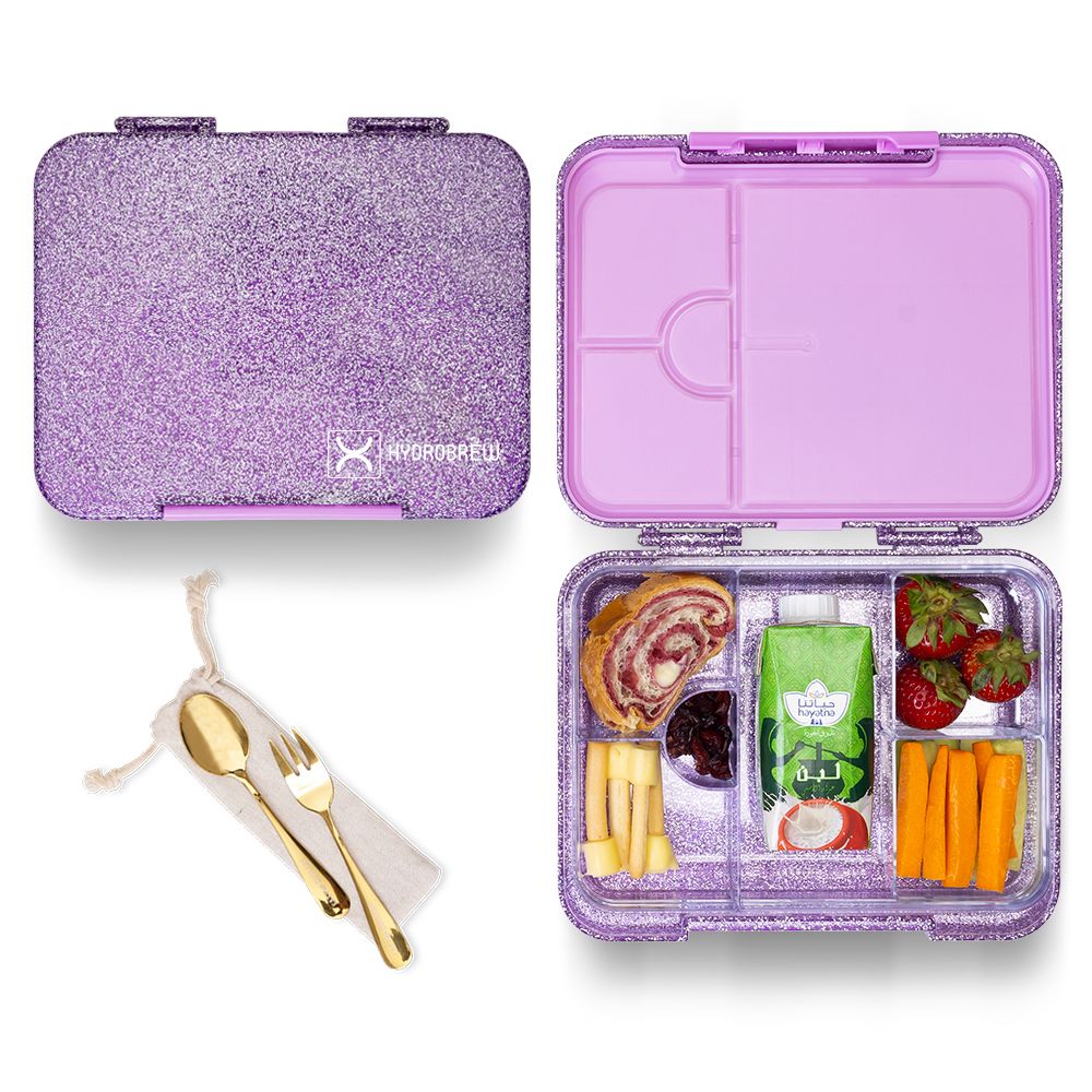 Hydrobrew - Convertible Bento Lunch Box 4 - 6 Compartments - Glitter Purple