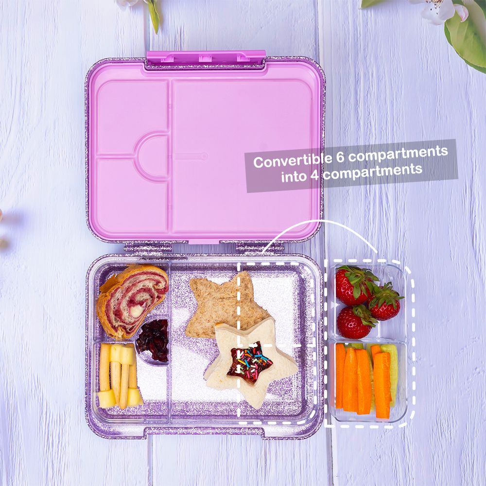 Hydrobrew - Convertible Bento Lunch Box 4 - 6 Compartments - Glitter Purple