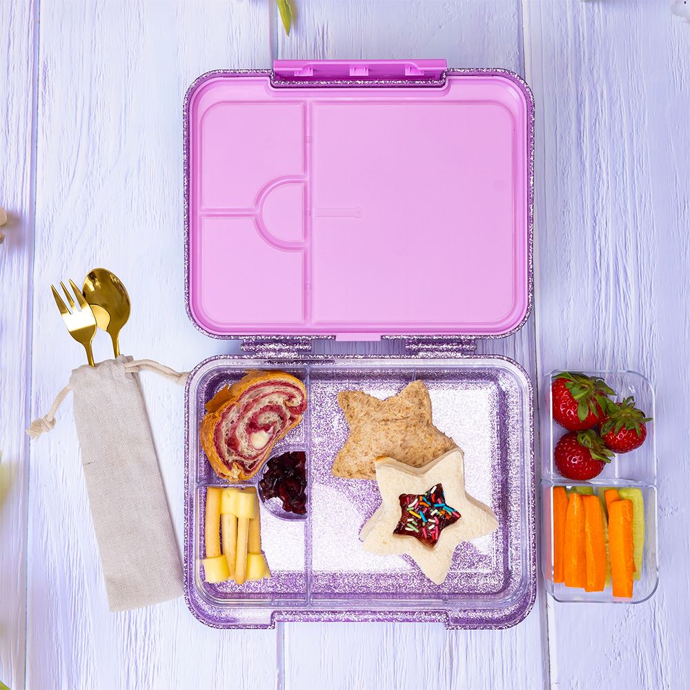 Hydrobrew - Convertible Bento Lunch Box 4 - 6 Compartments - Glitter Purple