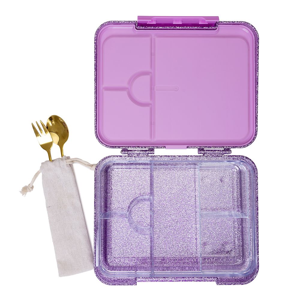 Hydrobrew - Convertible Bento Lunch Box 4 - 6 Compartments - Glitter Purple