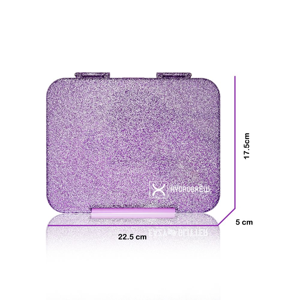 Hydrobrew - Convertible Bento Lunch Box 4 - 6 Compartments - Glitter Purple