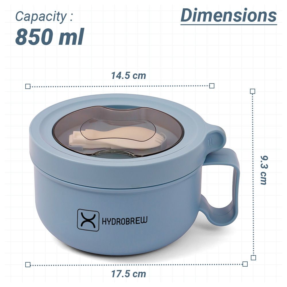 هيدروبرو - صندوق غداء مع ملعقة قابلة للطي - أزرق