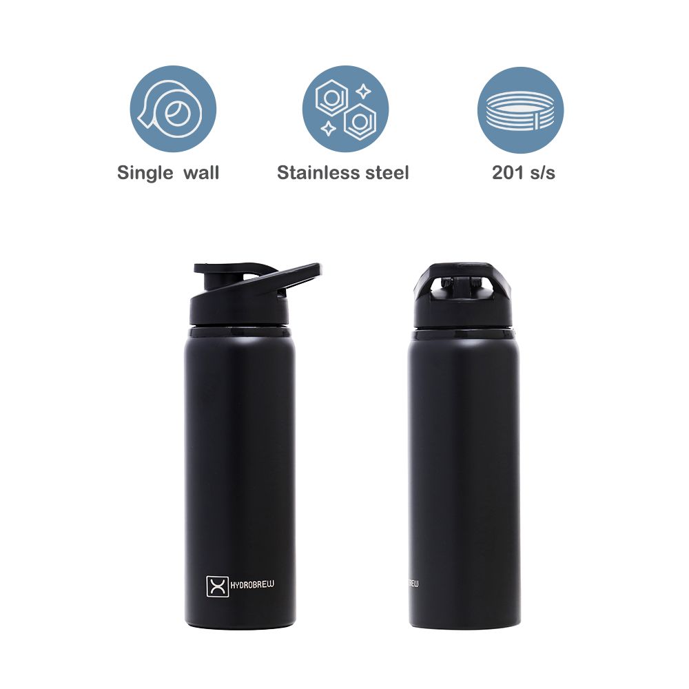 Hydrobrew - Stainless Steel Sports Water Bottle 700ml - Black