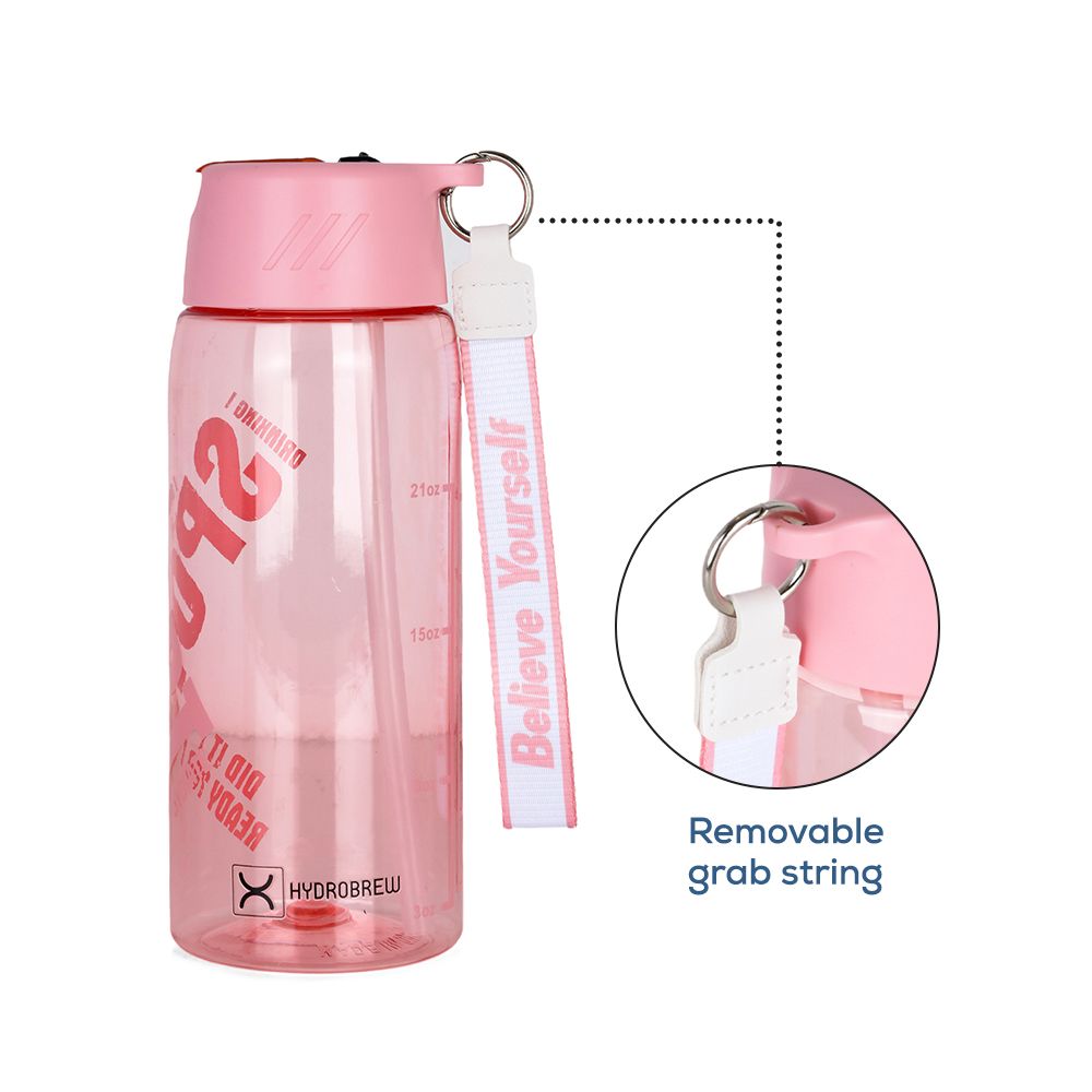 Hydrobrew - Water Bottle with Grab String 800ml - Pink