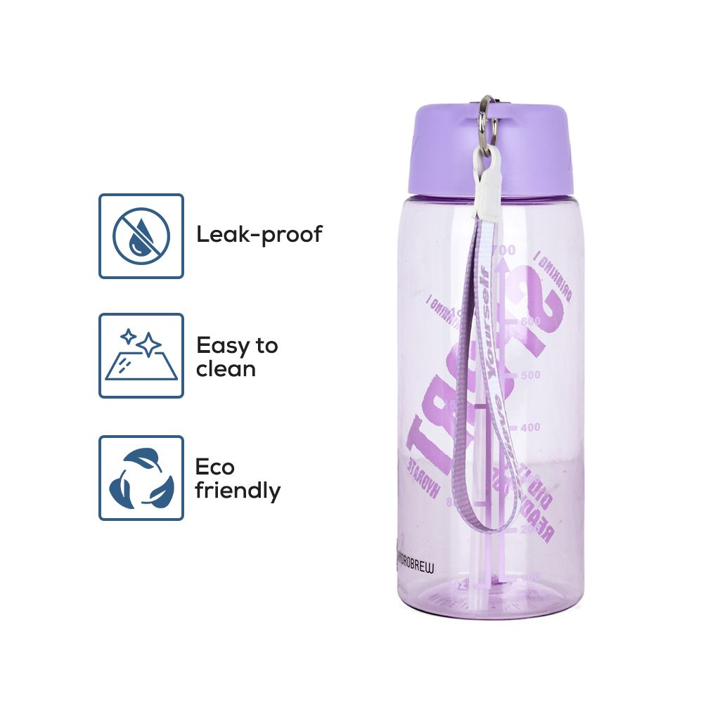 Hydrobrew - Water Bottle with Grab String 800ml - Purple