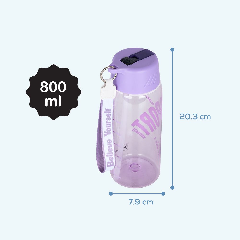 Hydrobrew - Water Bottle with Grab String 800ml - Purple