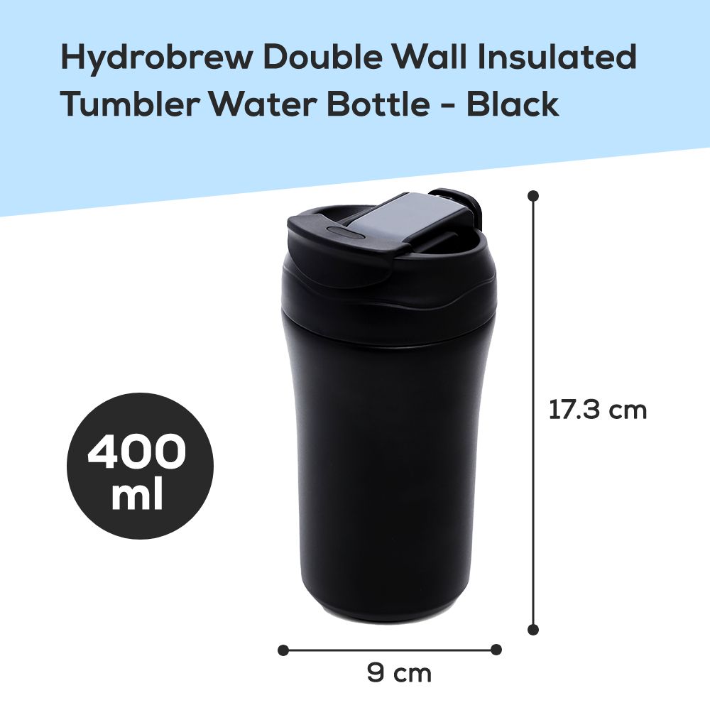 Hydrobrew - Insulated Tumbler Water Bottle 400ml - Black