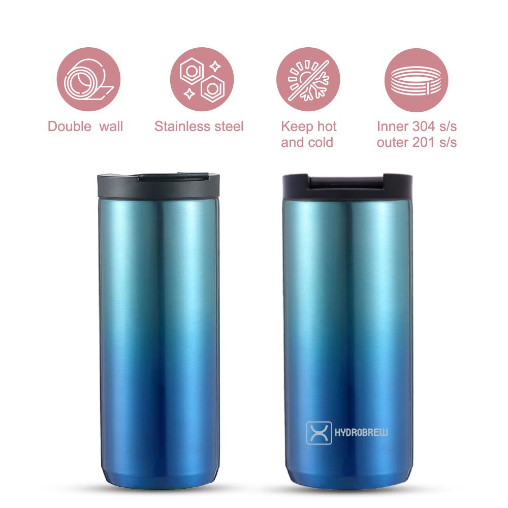 Hydrobrew - Double Wall Insulated Water Bottle 400ml - Blue