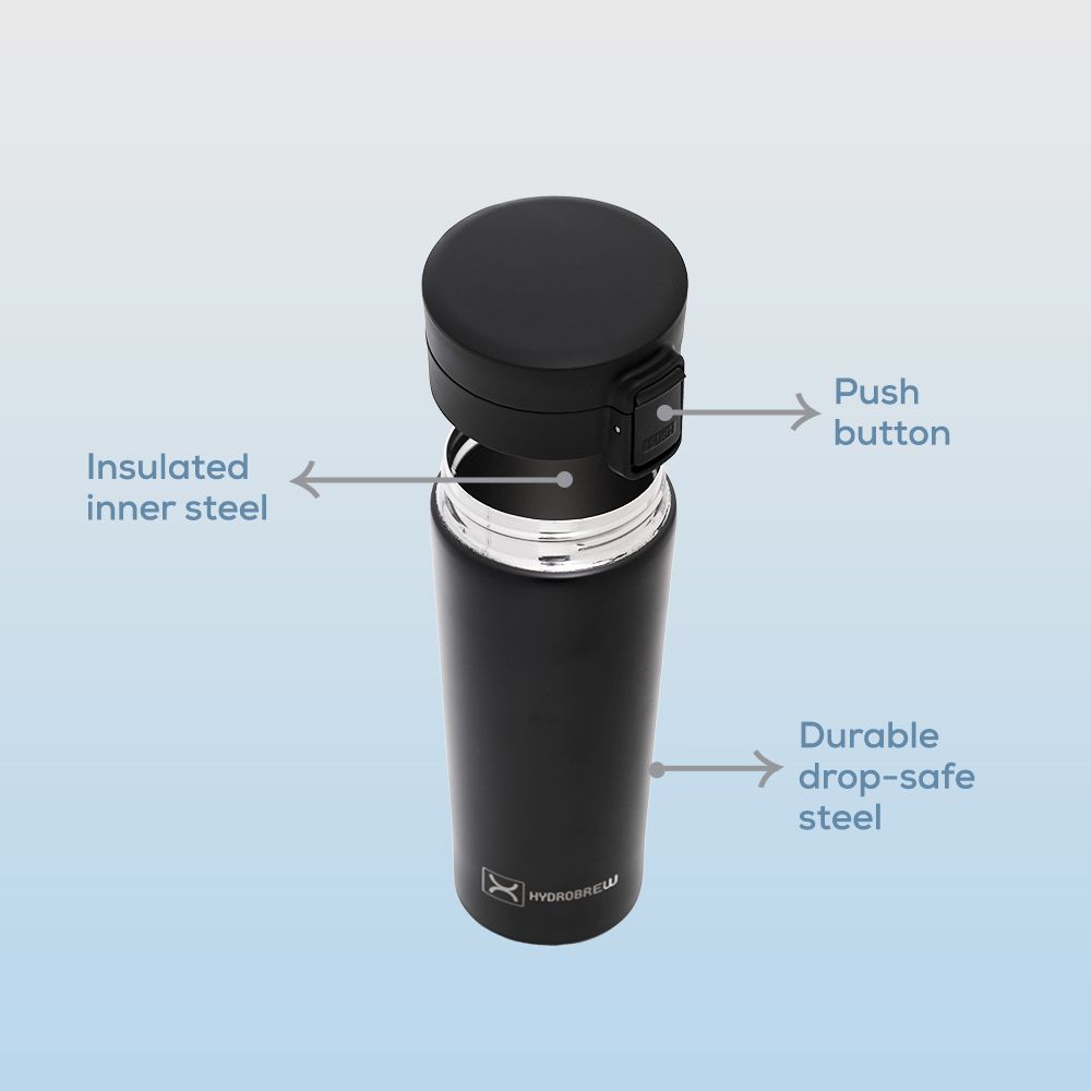 Hydrobrew - Insulated Tumbler Water Bottle 500ml - Black