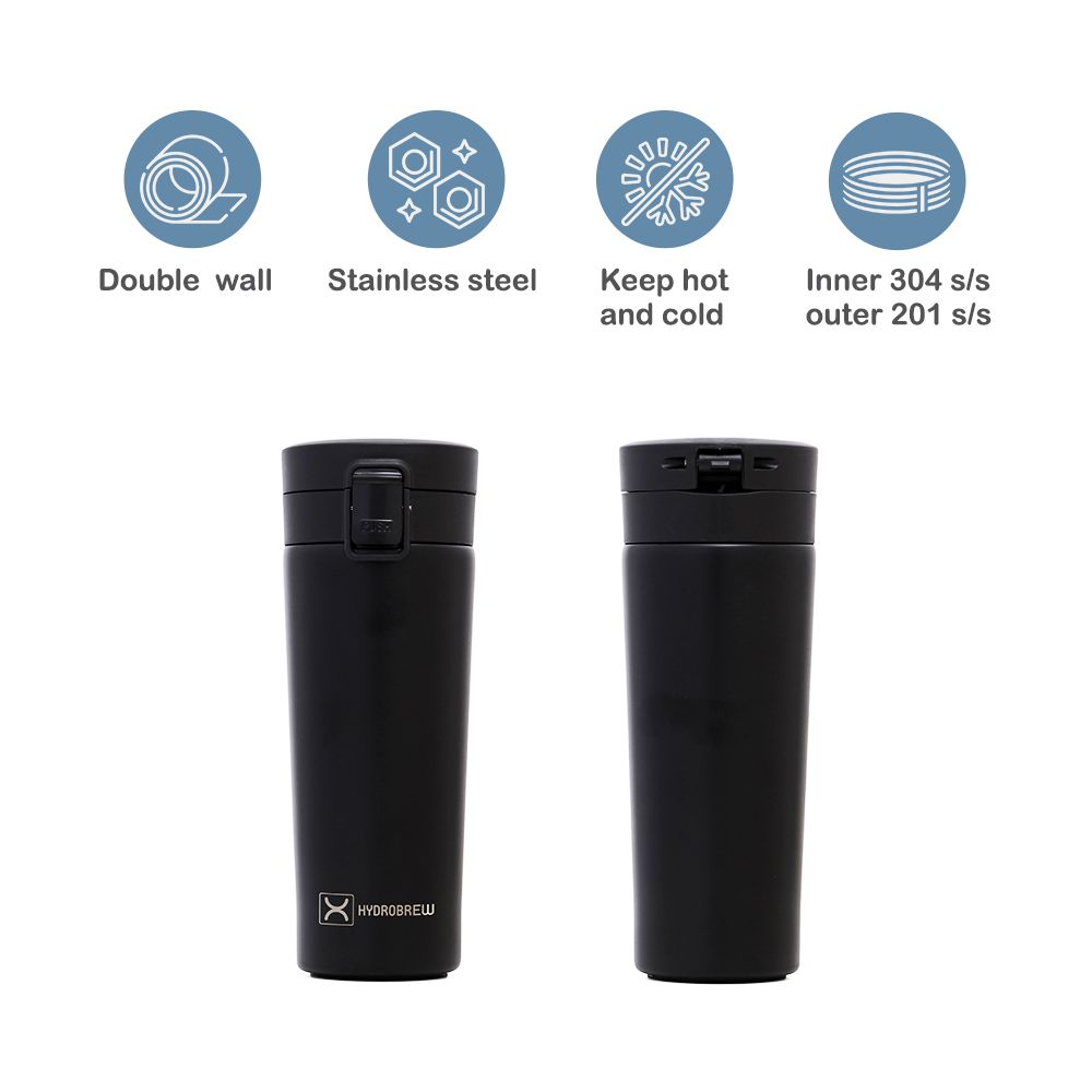 Hydrobrew - Insulated Tumbler Water Bottle 500ml - Black