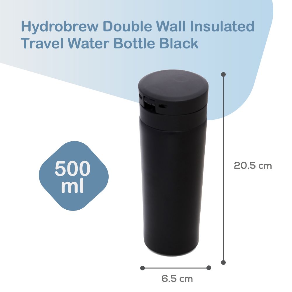 Hydrobrew - Insulated Tumbler Water Bottle 500ml - Black