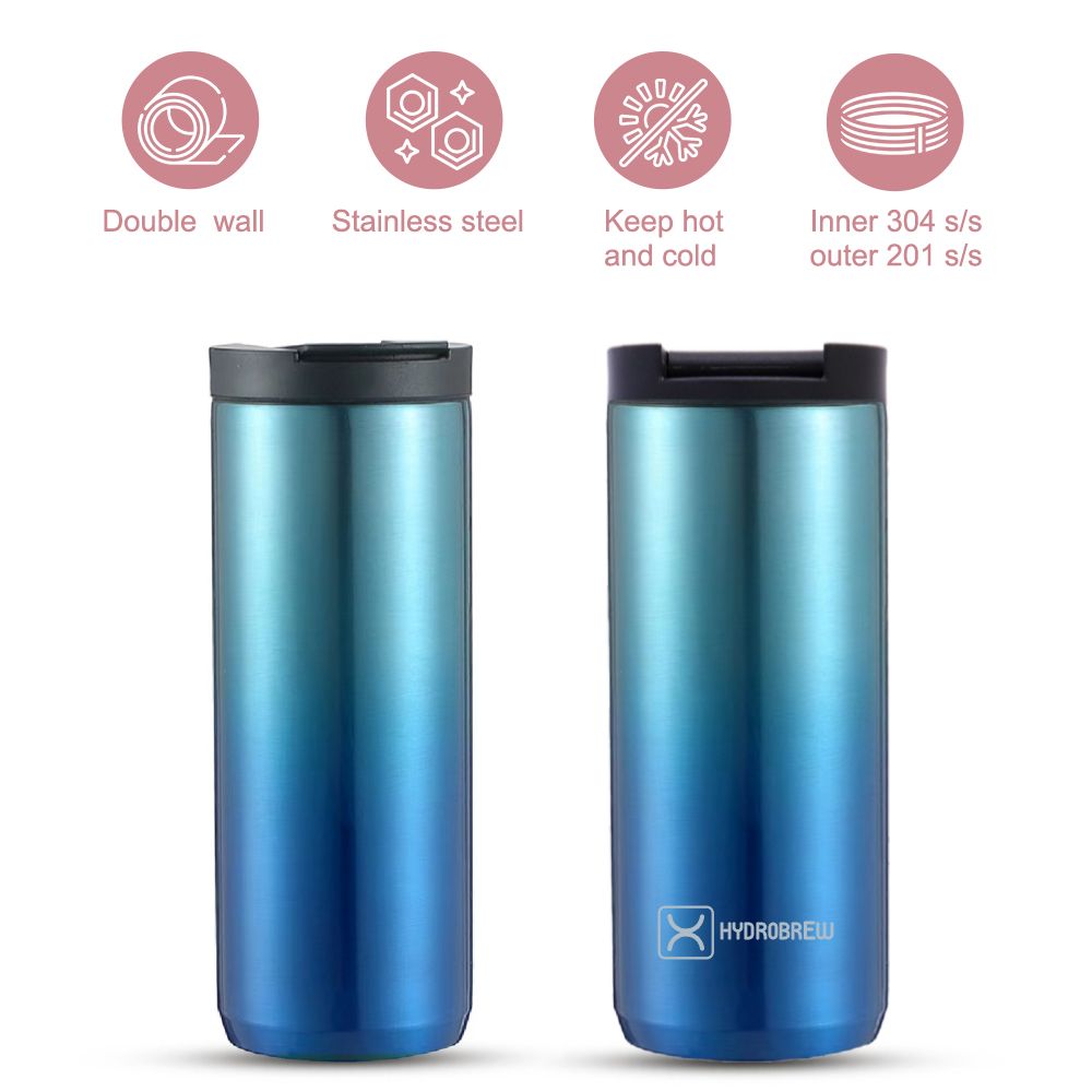 Hydrobrew - Double Wall Insulated Water Bottle 500ml - Blue