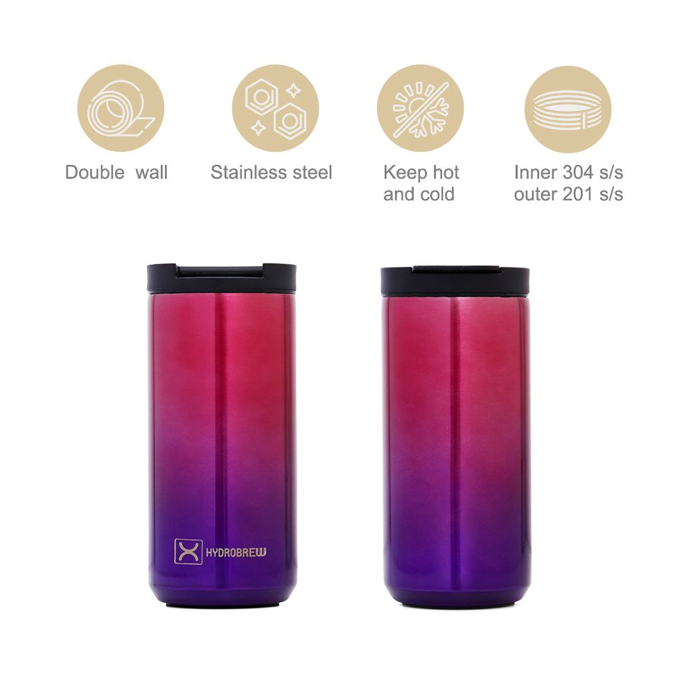 Hydrobrew - Double Wall Insulated Water Bottle 500ml - Chrome