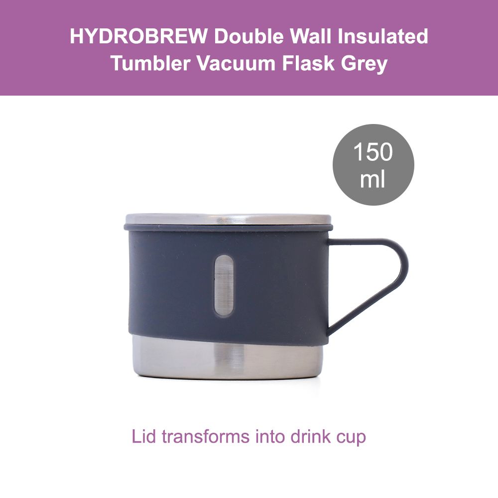 Hydrobrew - Insulated Vacuum Flask 500ml with 2x150ml Cup - Grey