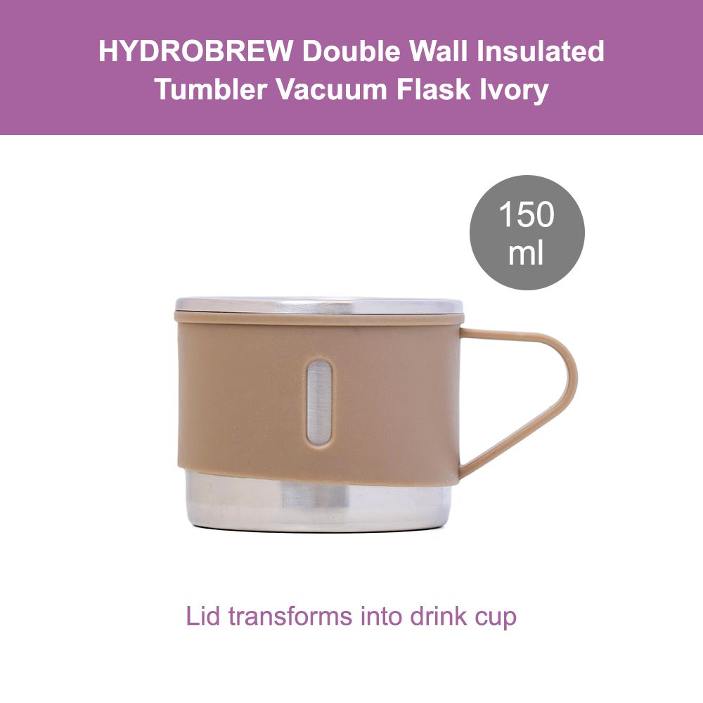 Hydrobrew - Insulated Vacuum Flask 500ml with 2x150ml Cup - Beige