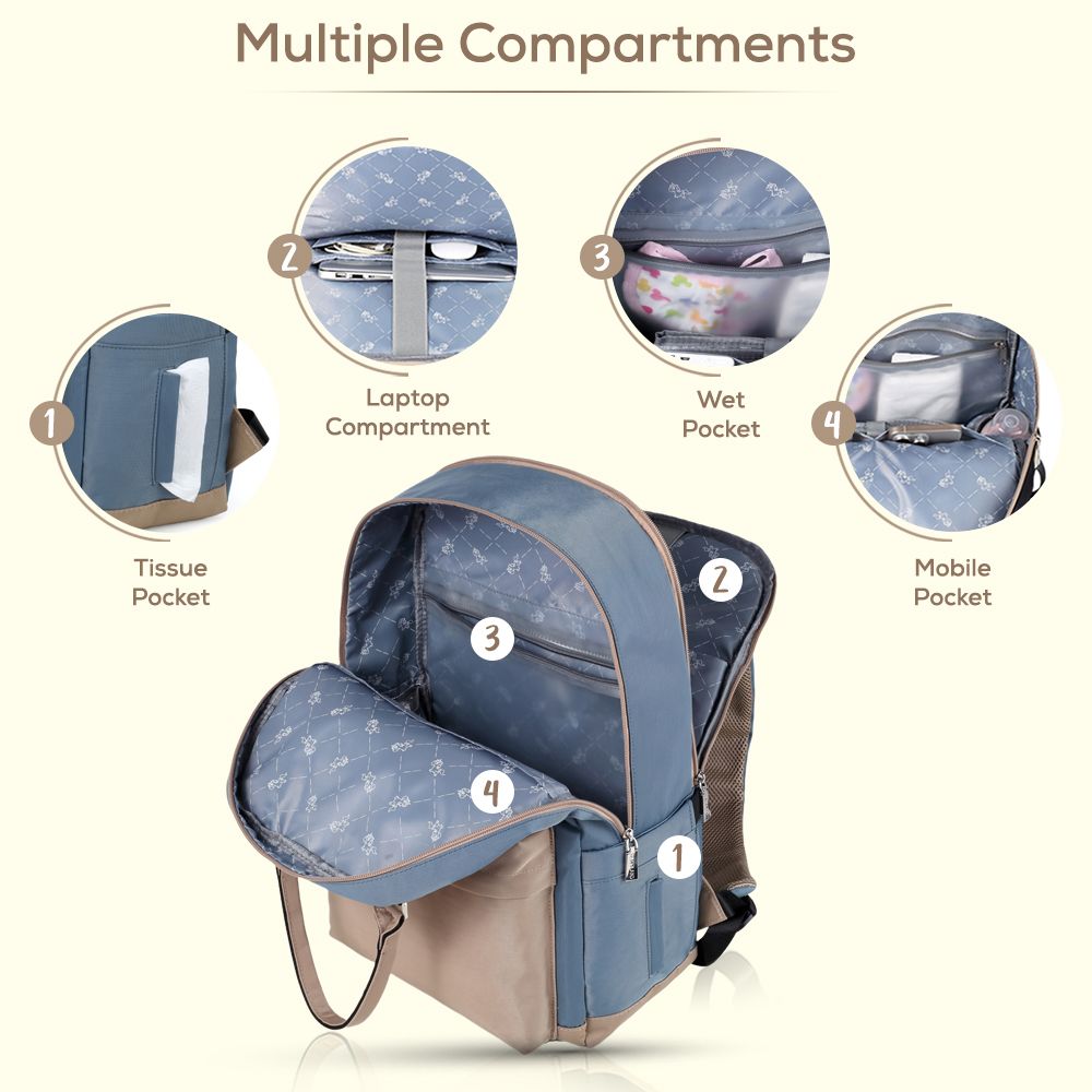 Little Story - Kenzie Travel Diaper Backpack - Sky Blue