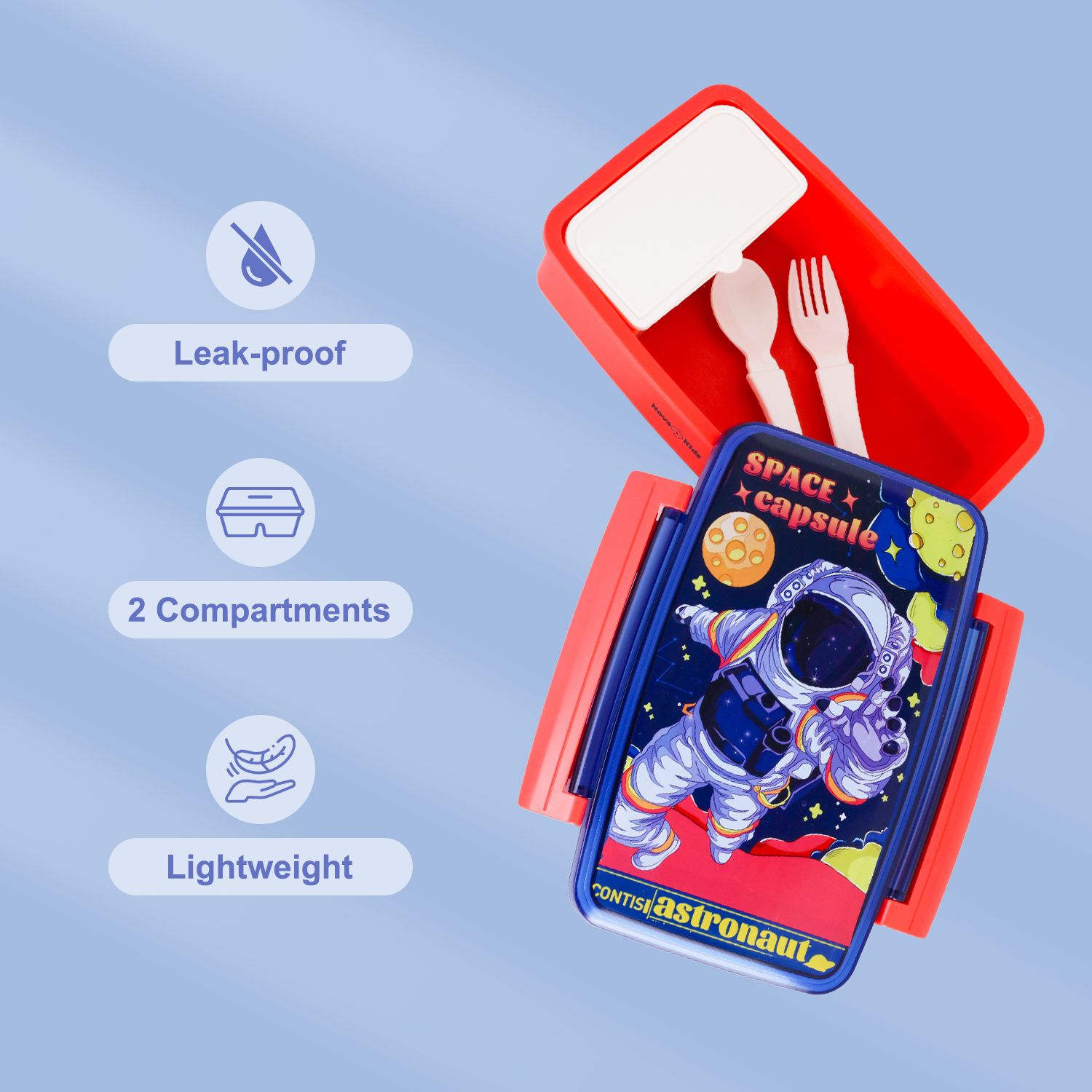 Nova Kids - Bento Lunch Box with Spoon & Fork - Astronaut