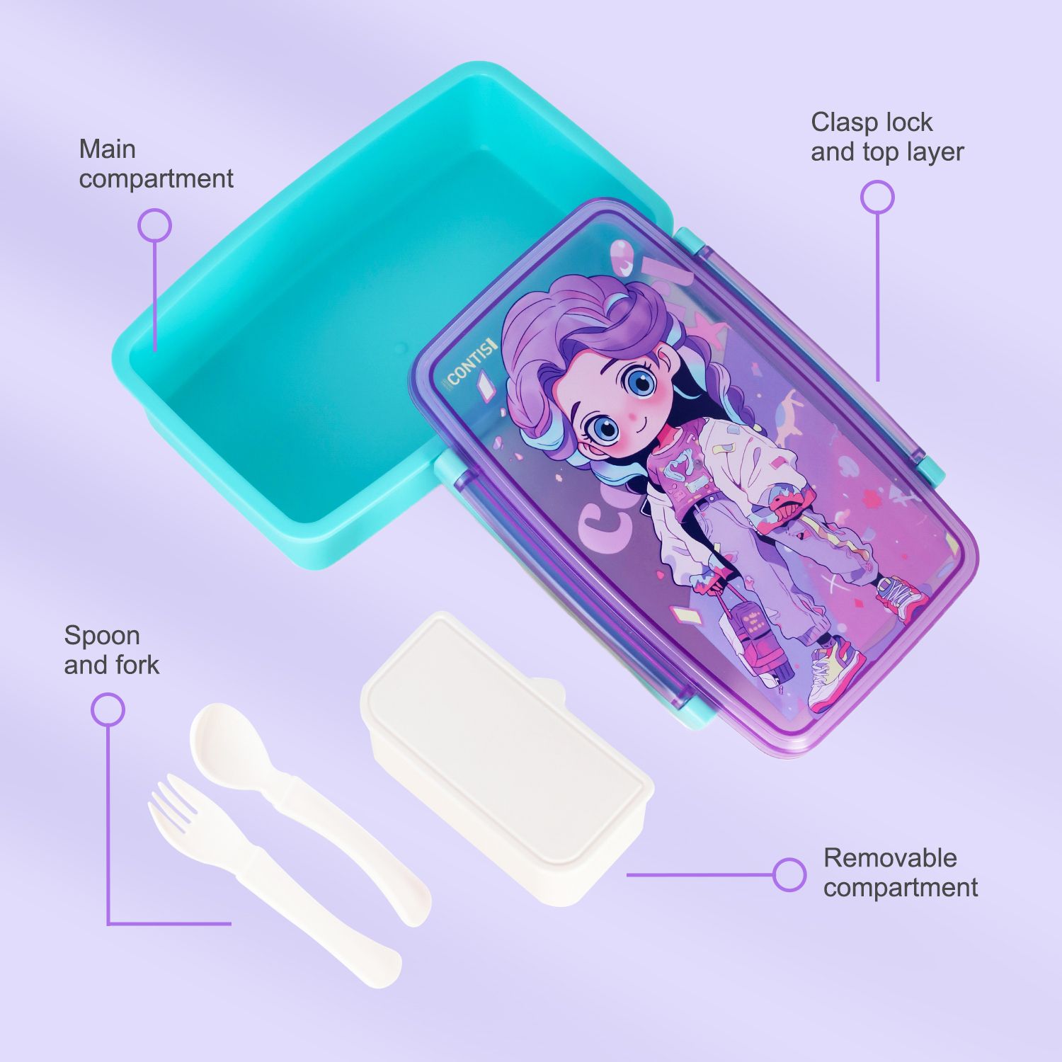 Nova Kids - Bento Lunch Box with Spoon & Fork - Cite Girl