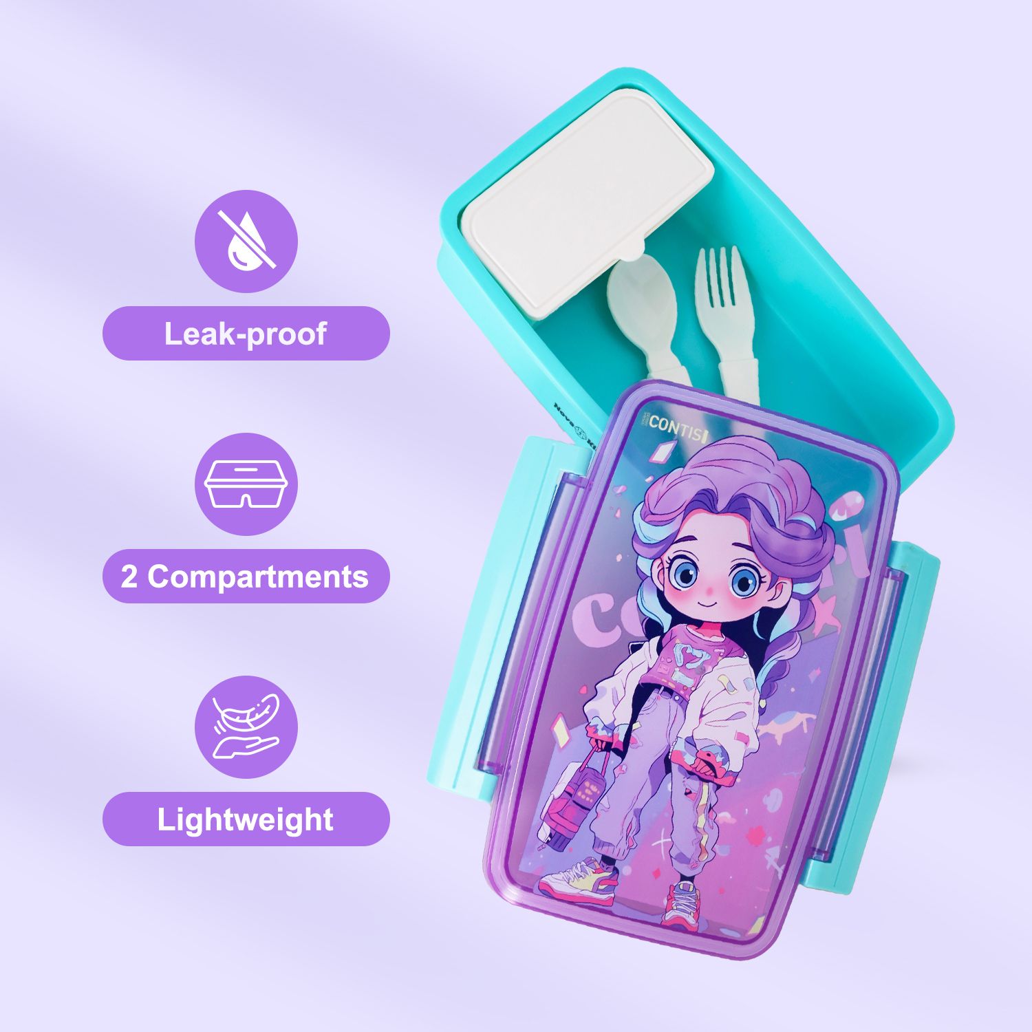 Nova Kids - Bento Lunch Box with Spoon & Fork - Cite Girl