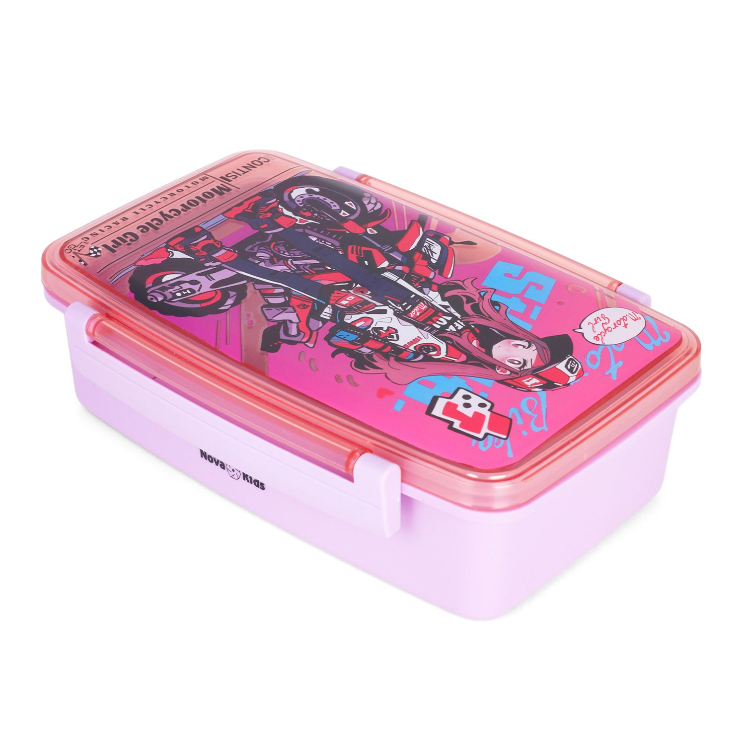 Nova Kids - Bento Lunch Box with Spoon & Fork - Motorbike