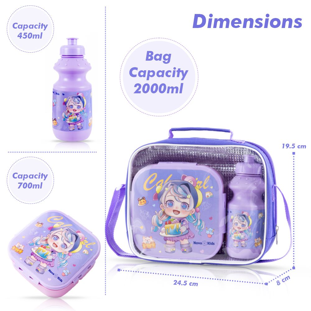 Nova Kids - School Lunch Kit Combo - 3pcs Set - Cute