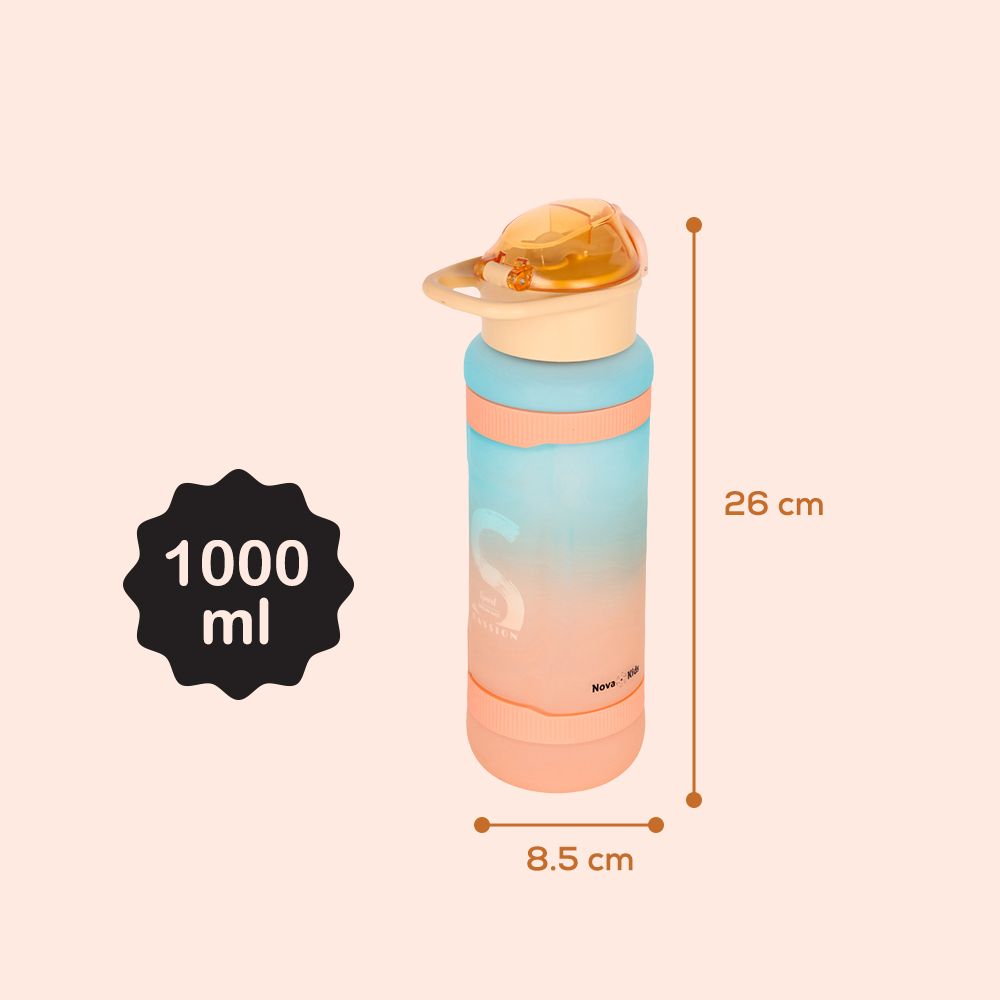 Nova Kids - Water Bottle 1000ml with Straw - Orange