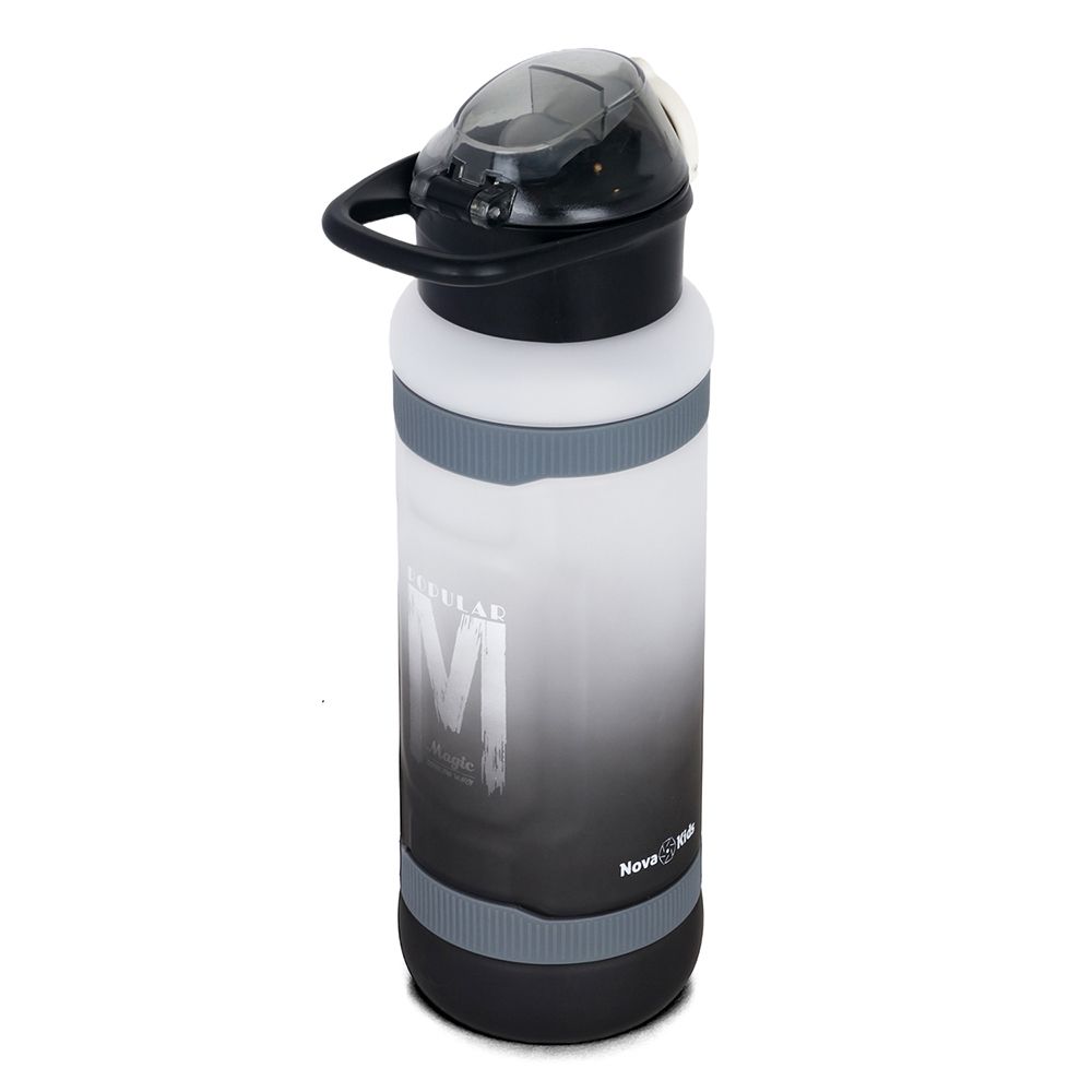 Nova Kids - Water Bottle 1000ml with Straw- Black