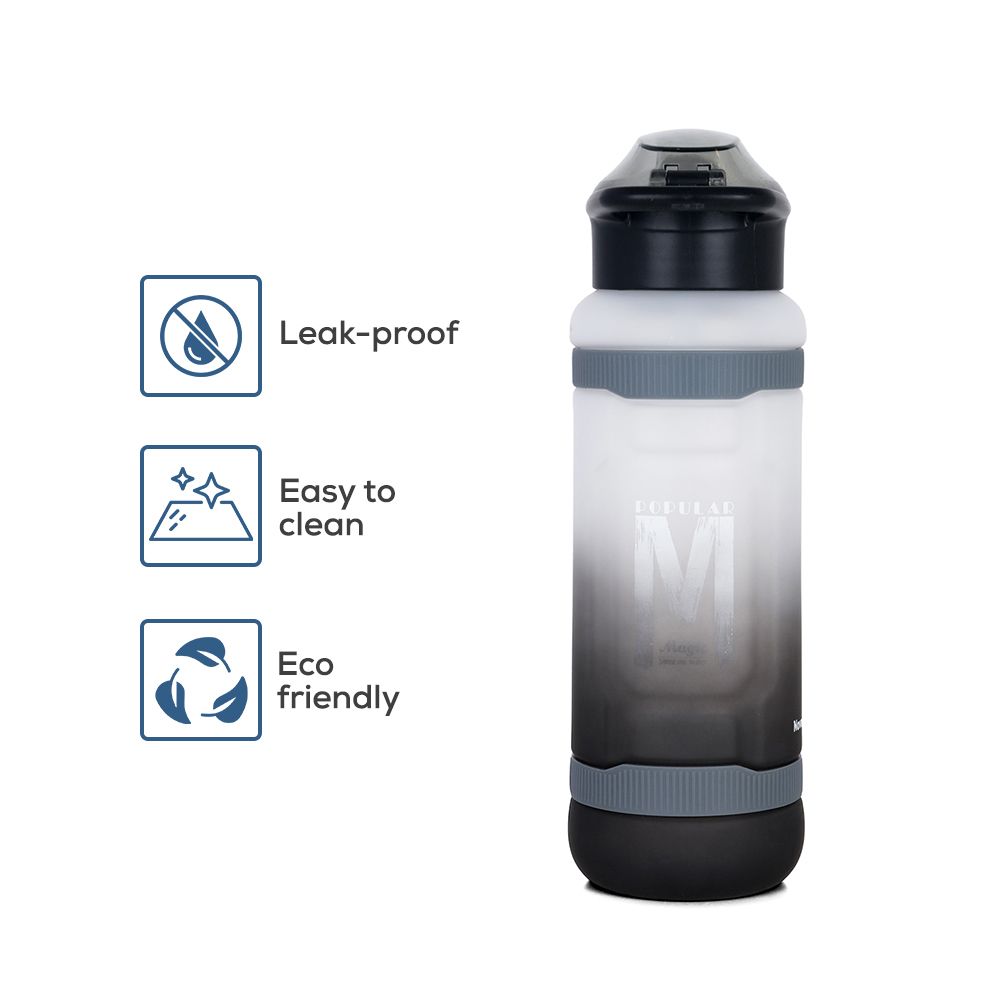 Nova Kids - Water Bottle 1000ml with Straw- Black