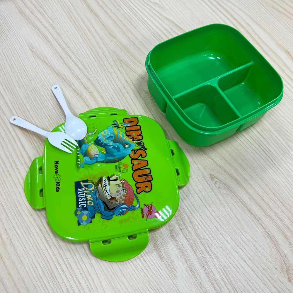 Nova Kids - Square Bento Lunch Box 1000ml - Dino Green