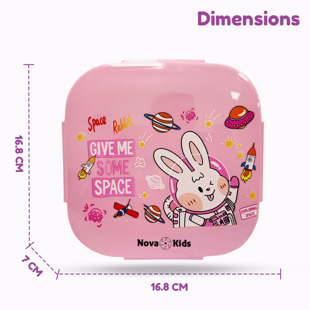 Nova Kids - Square Bento Lunch Box 1000ml - Rabbit Pink