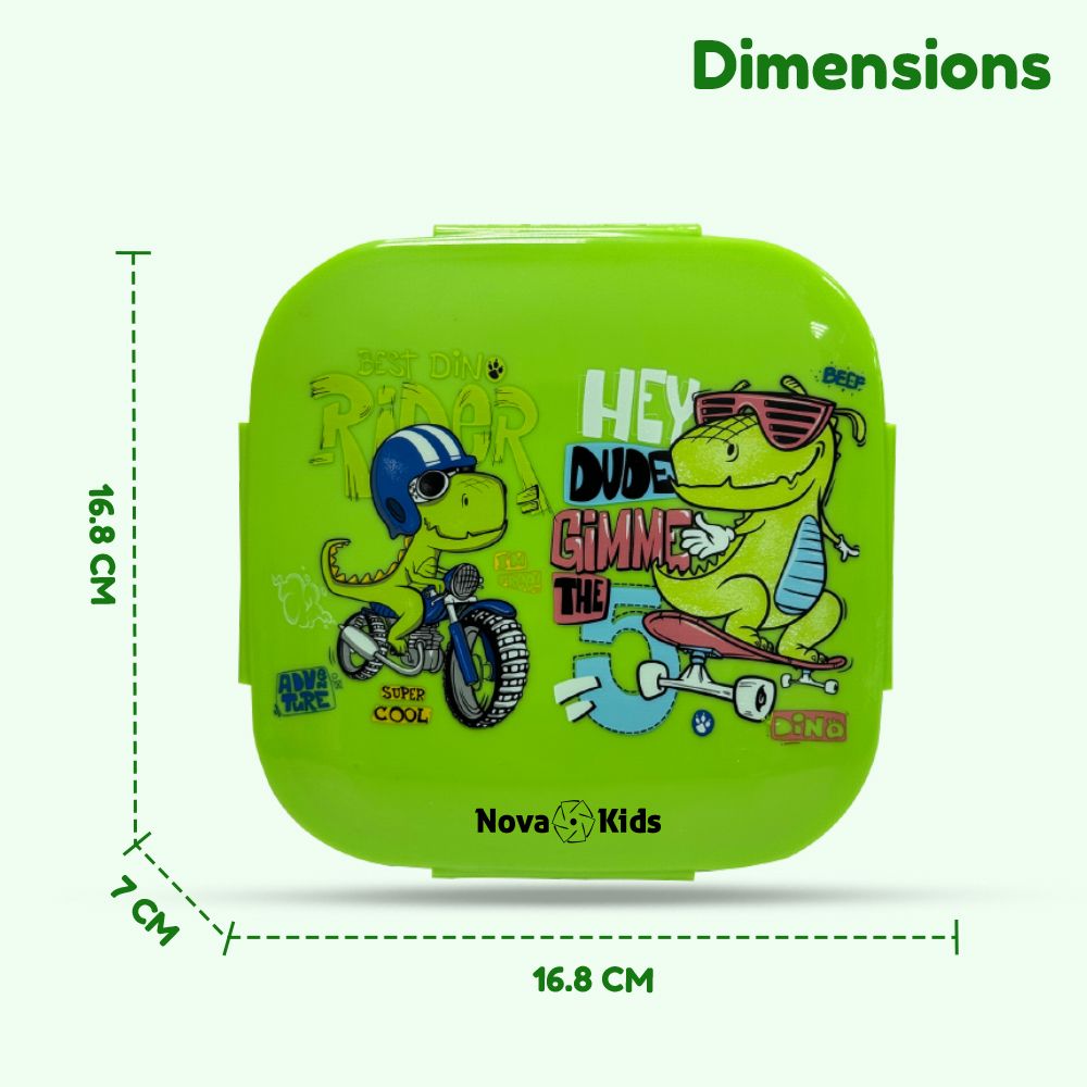 Nova Kids - Square Bento Lunch Box 1000ml - T-Rex Green