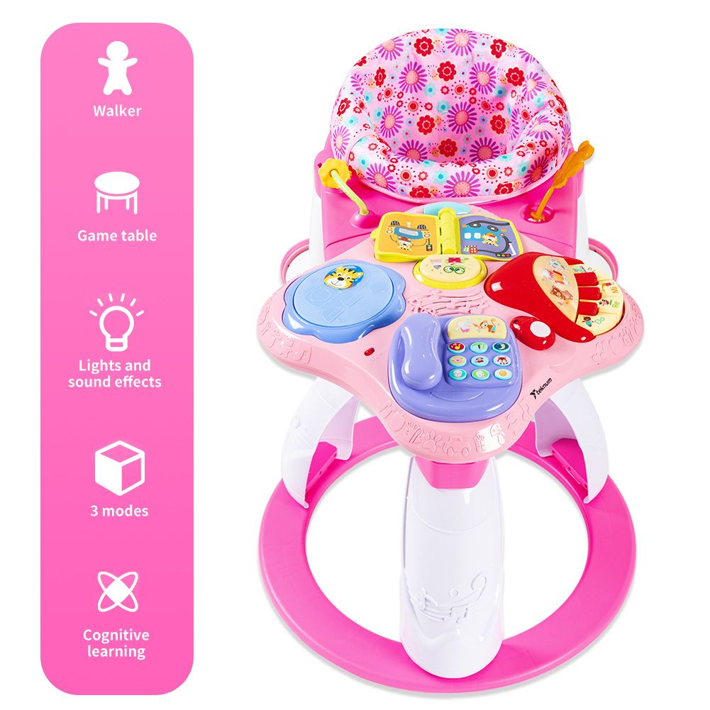 Teknum - 3-in-1 Baby Walker And Activity Center - Pink