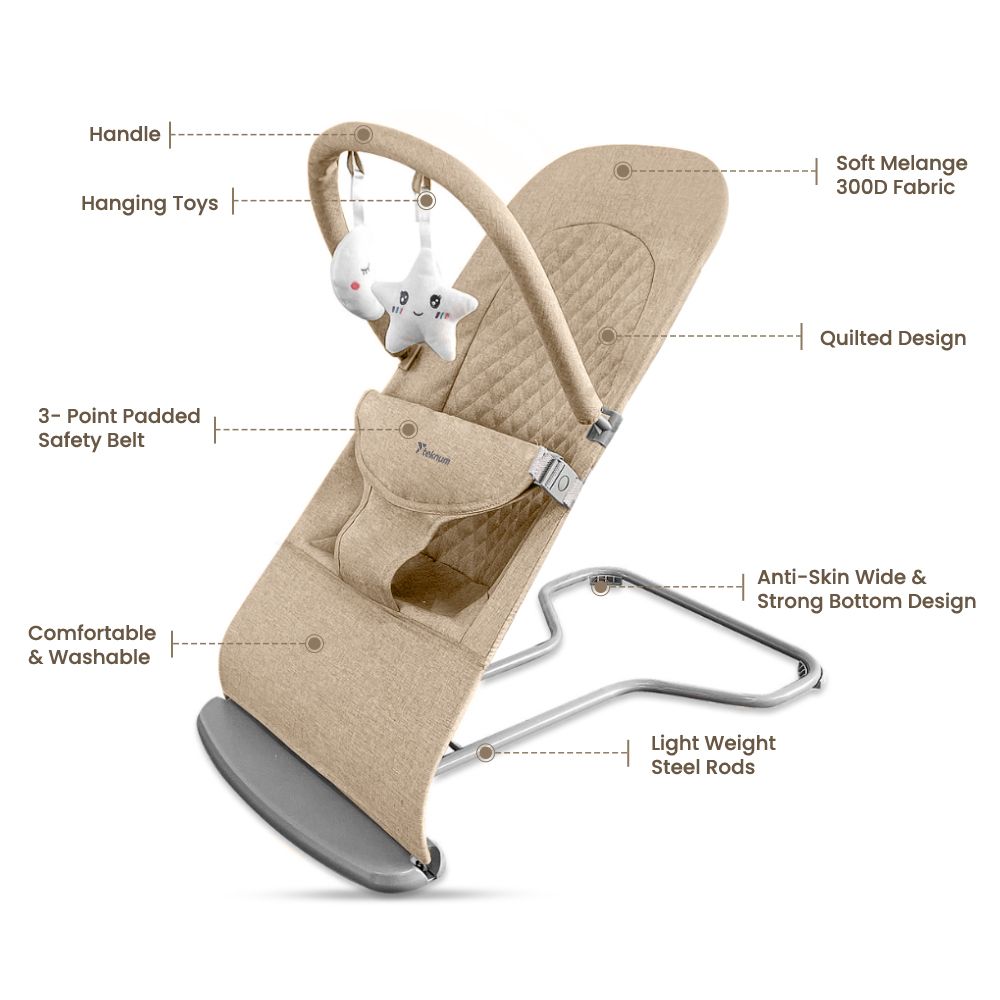 Teknum - 3 Stage Baby Bouncer/ Recliner Seat - Ivory