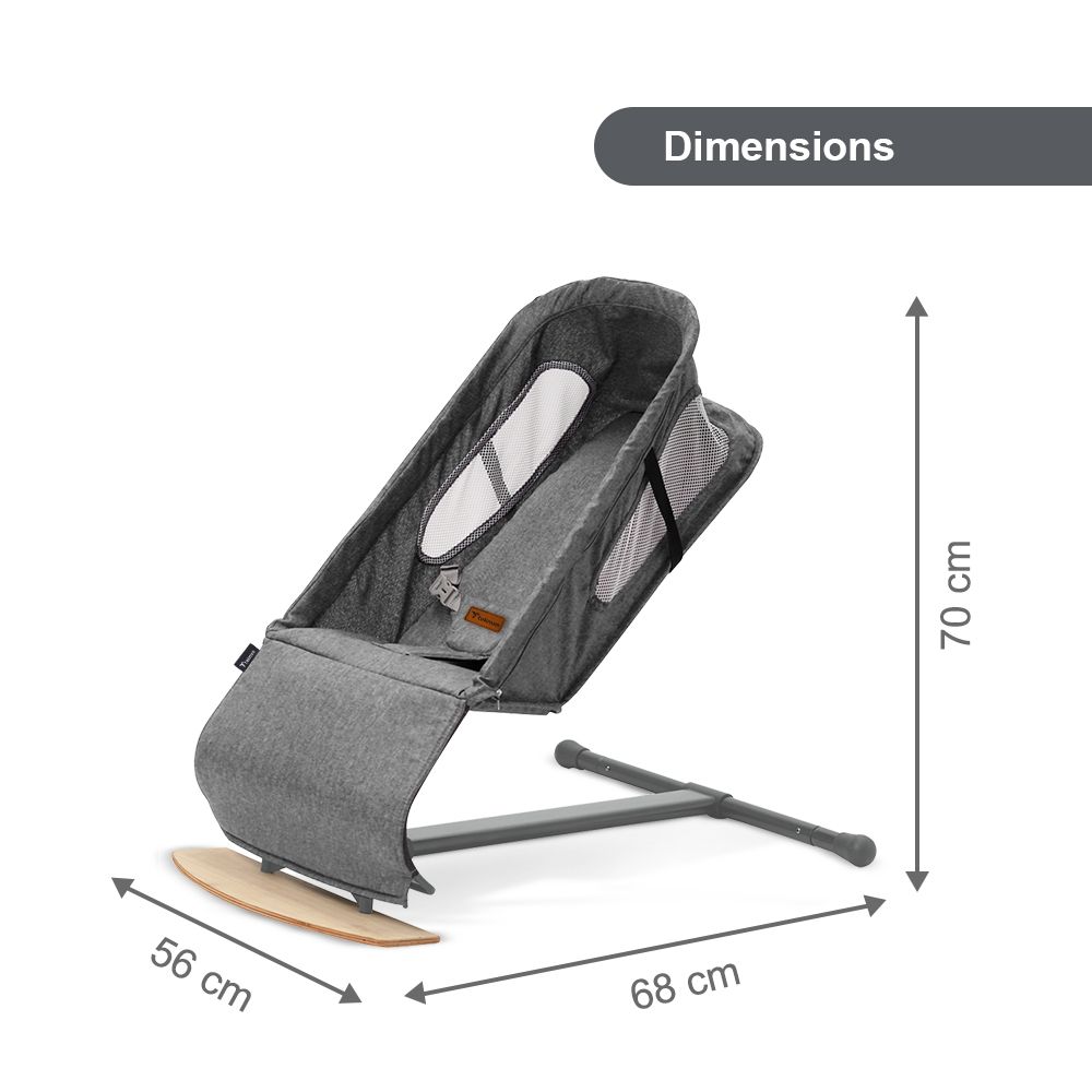 Teknum - Baby Bouncer With Grab Toys - Wooden Dark Grey