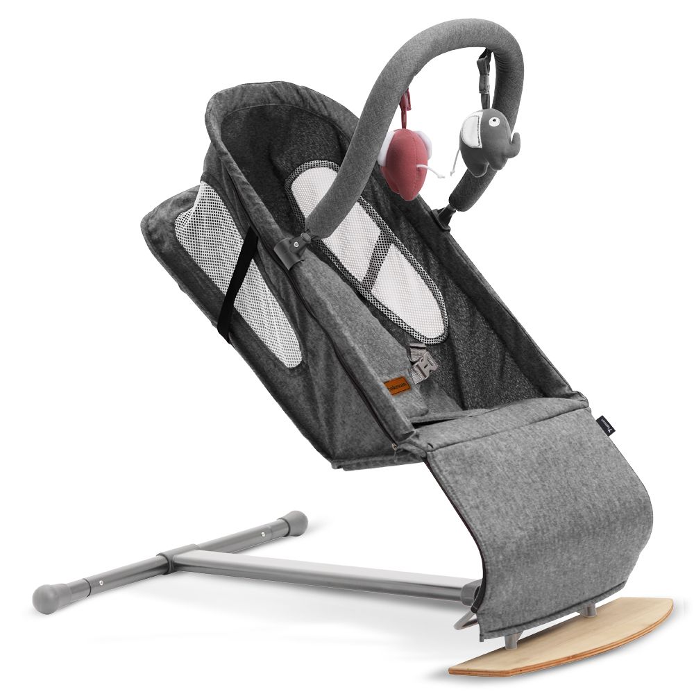 Teknum - Baby Bouncer With Grab Toys - Wooden Dark Grey