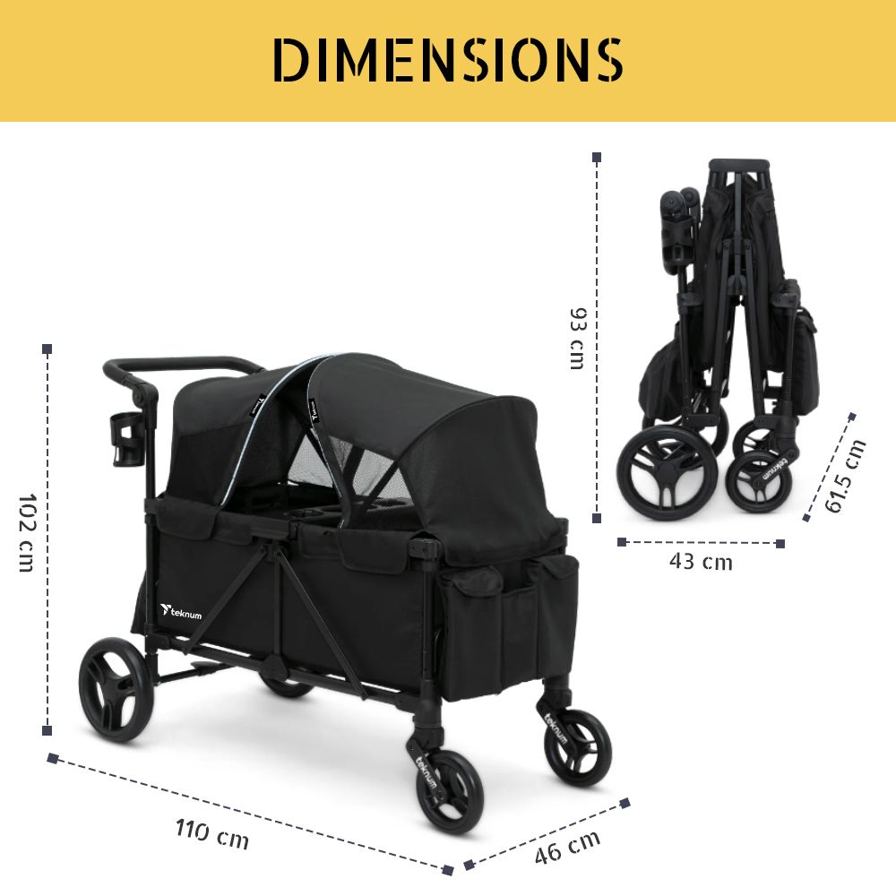 Teknum - Fellow Wagon Stroller For 2 Kids With Snack Tray