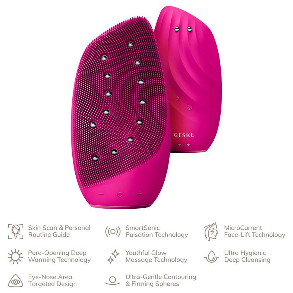 Geske - 8-in-1 Electric Sonic Thermo Facial Brush & Face Lifter - Pink