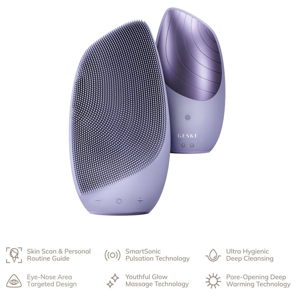 Geske - 6-in-1 Electric Sonic Thermo Facial Brush - Purple