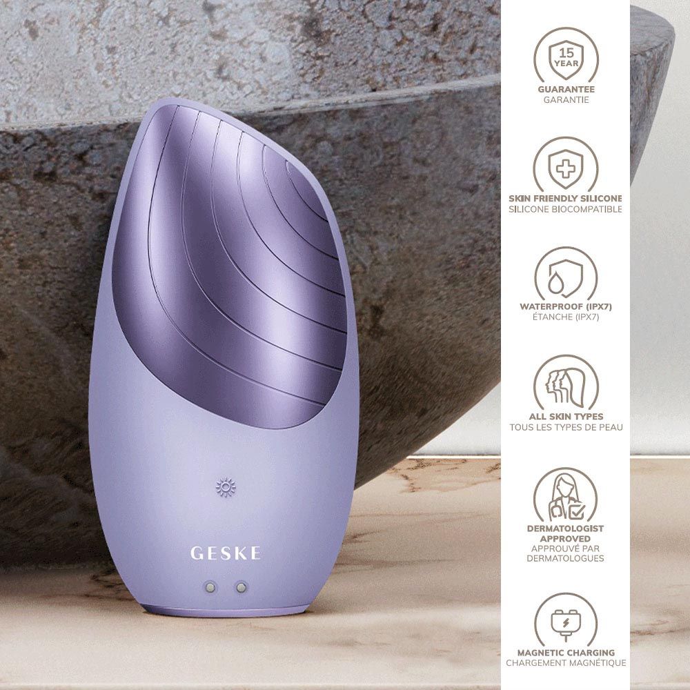 Geske - 6-in-1 Electric Sonic Thermo Facial Brush - Purple