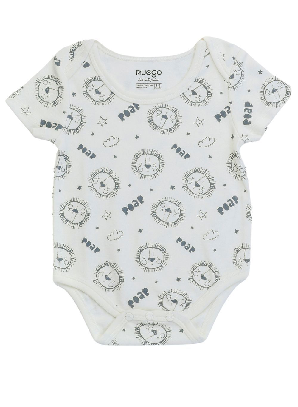 Nuego - Bodysuit/Onesies For Baby Boy - 3pc Set - Brown, White & Grey