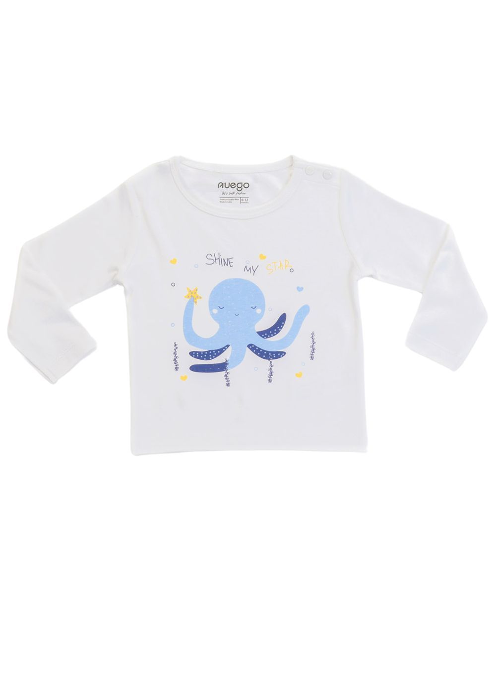 Nuego - Long Sleeve T-shirt & Shorts Set For Boys - White & Blue