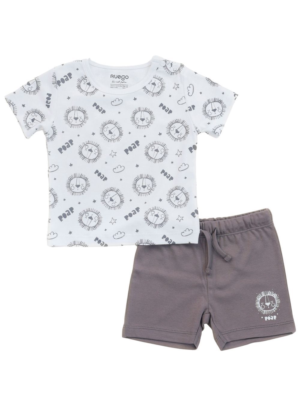 Nuego - Short Sleeve T-shirt & Shorts Set - White & Black