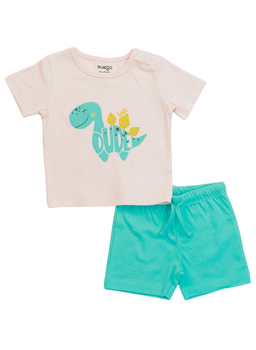 Nuego - 2pc-Set - Baby Boy T-Shirt And Shorts - Pink/Green