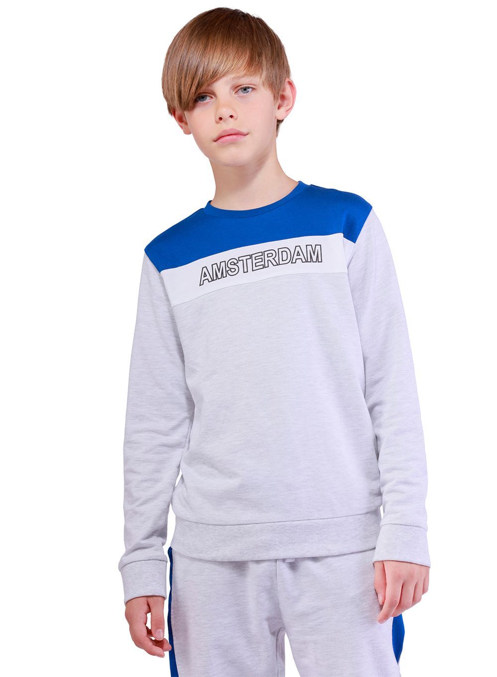 Nuego - 2pc-Set - Boys' Cotton Sweatshirt And Joggers - Grey/Blue